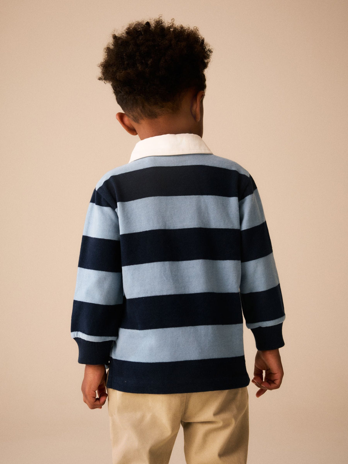 Navy/White Long Sleeve Rugby Polo Top (3mths-7yrs)
