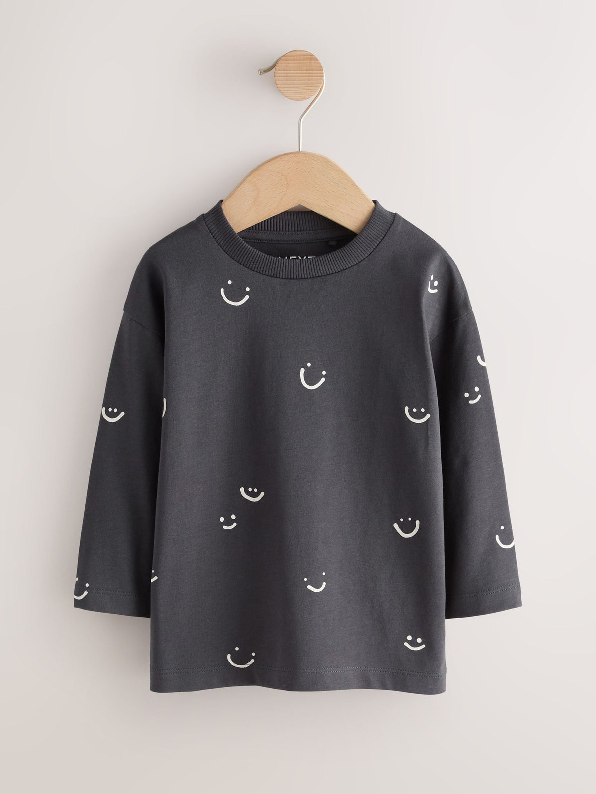 Monochrome Smile Face Long Sleeve Graphic T-Shirts 3 Pack (3mths-7yrs)