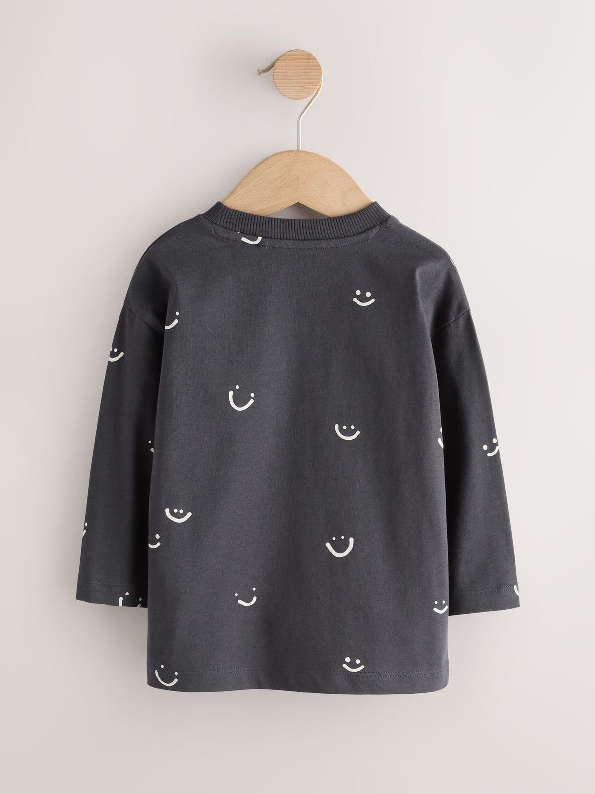 Monochrome Smile Face Long Sleeve Graphic T-Shirts 3 Pack (3mths-7yrs)