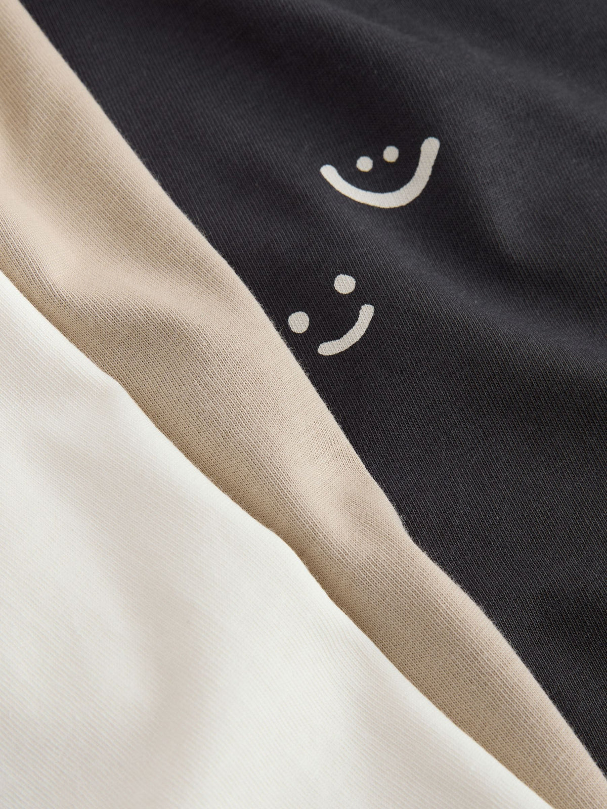 Monochrome Smile Face Long Sleeve Graphic T-Shirts 3 Pack (3mths-7yrs)