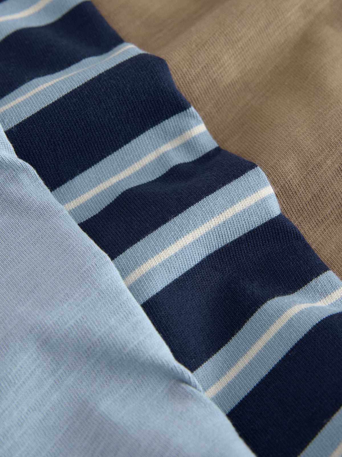 Blue/Neutral Dog Stripe Long Sleeve Graphic T-Shirts 3 Pack (3mths-7yrs)