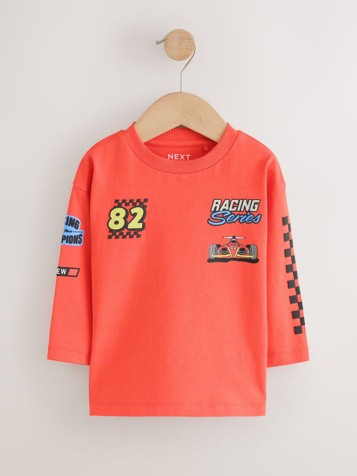 Red White Racing Car Long Sleeve Graphic T-Shirts 3 Pack (3mths-7yrs)