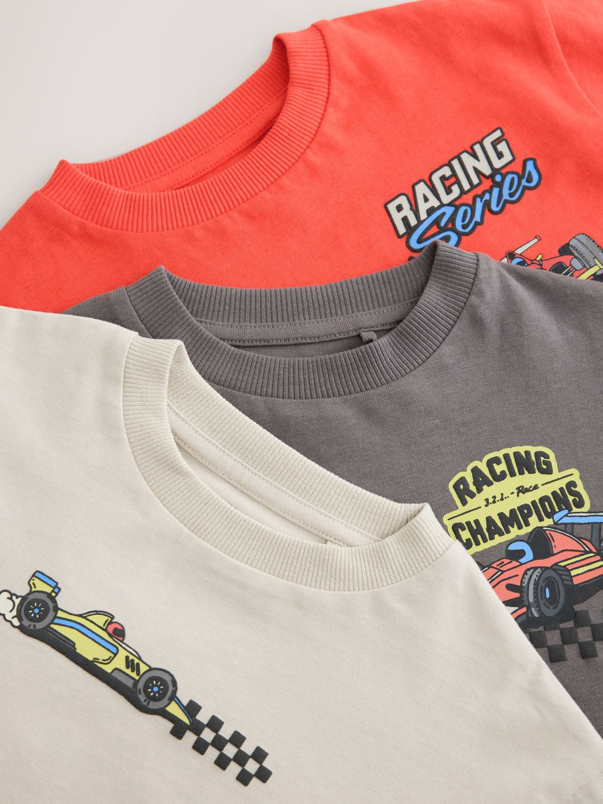 Red White Racing Car Long Sleeve Graphic T-Shirts 3 Pack (3mths-7yrs)