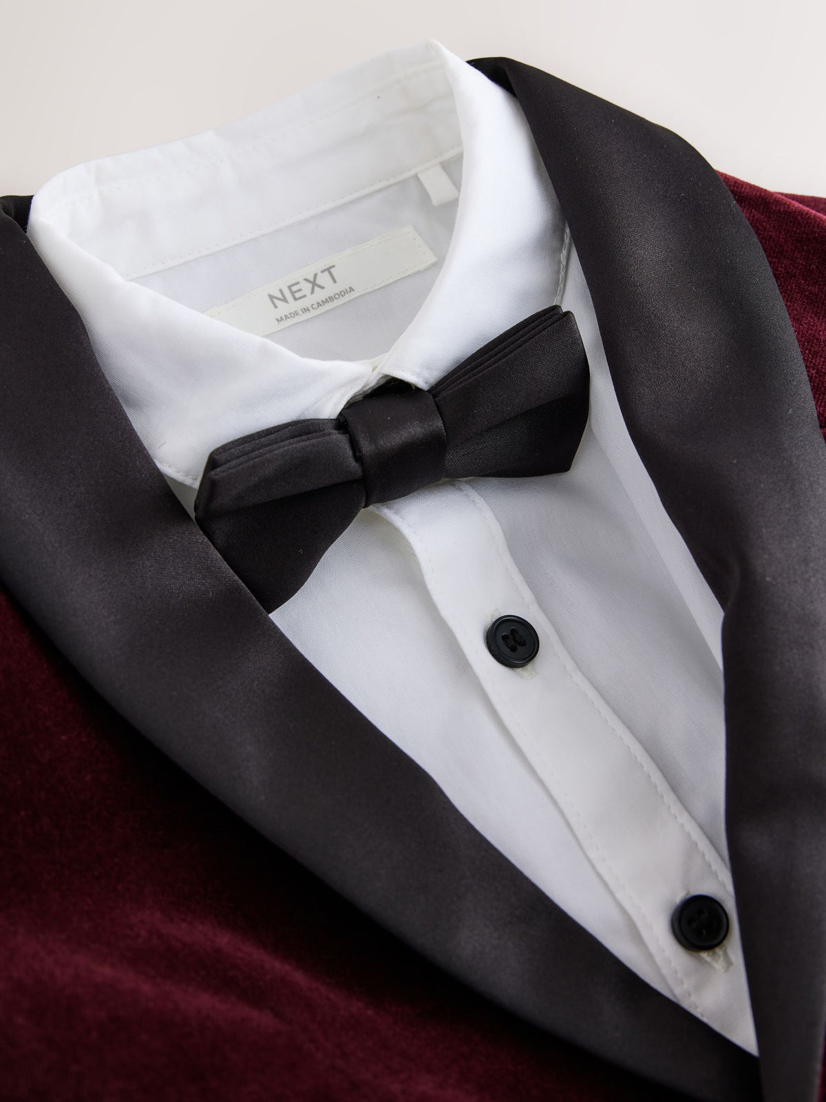 Burgundy Red Blazer, Shirt & Trouser Set Blazer Shirt Trousers and Bow Tie Set (3mths-12yrs)