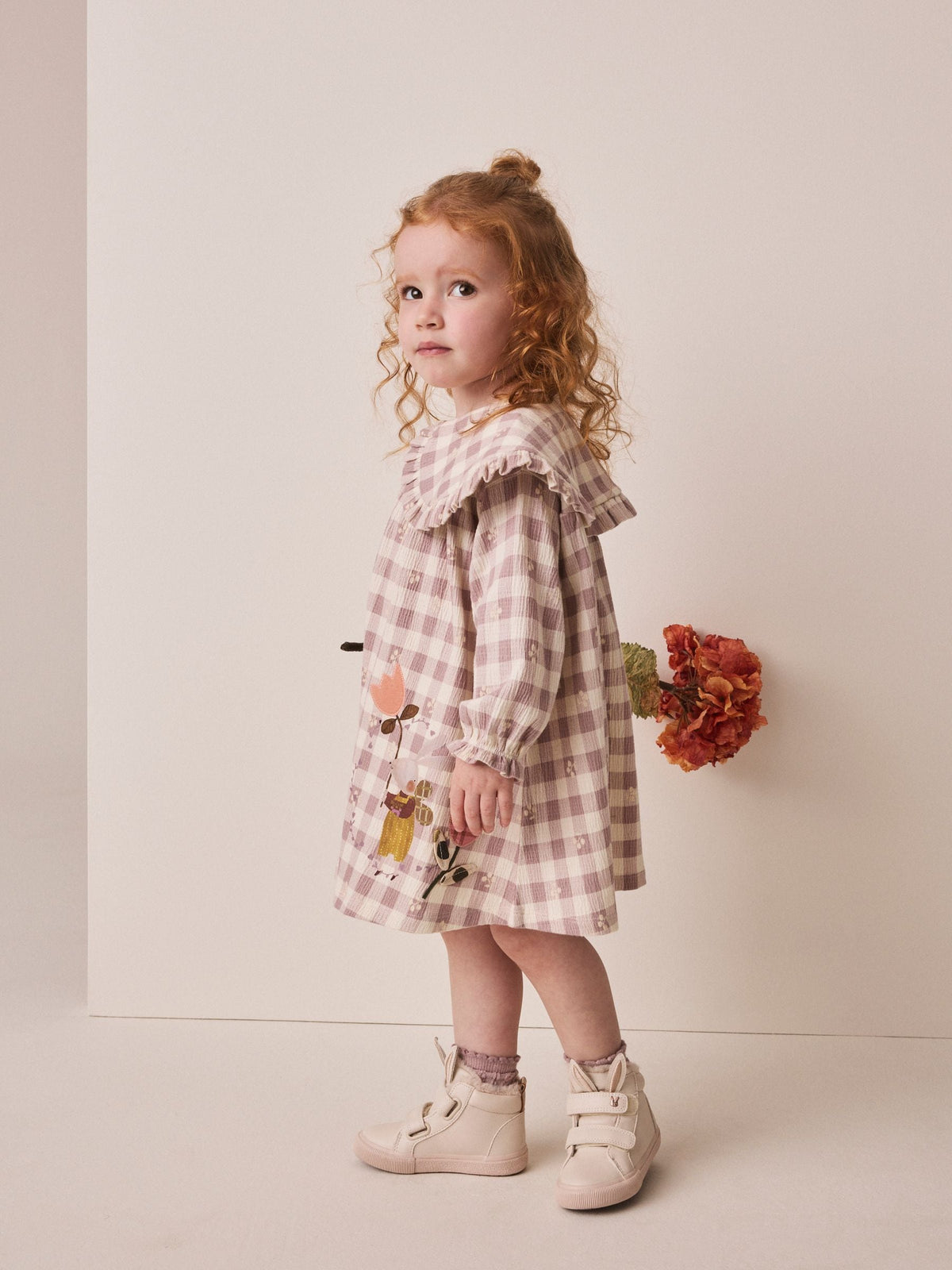 Brown Check Long Sleeve Collar Dress (3mths-7yrs)