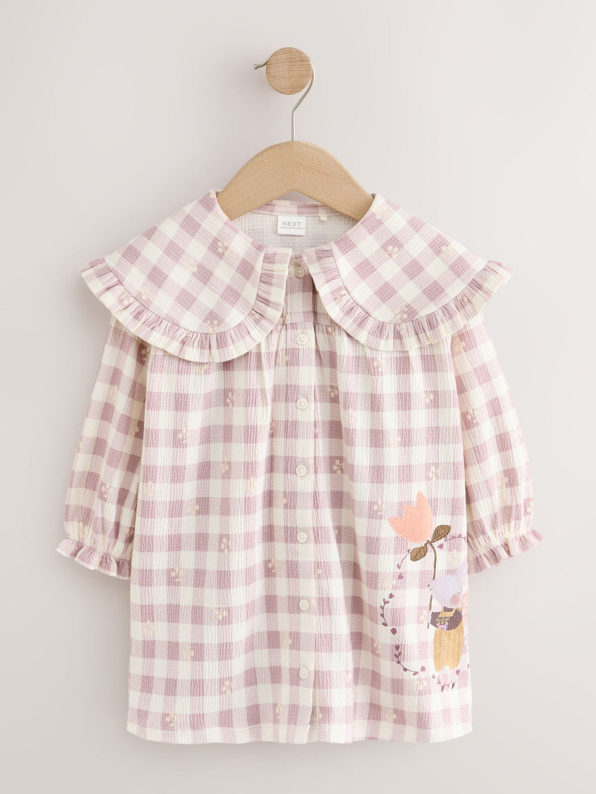 Brown Check Long Sleeve Collar Dress (3mths-7yrs)