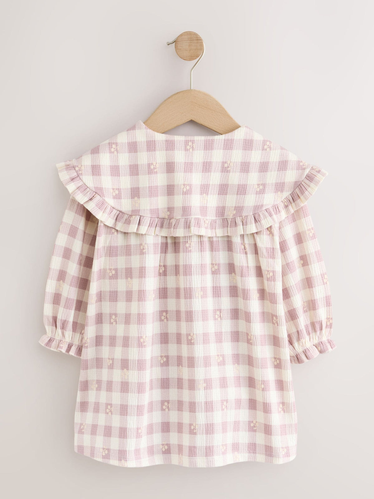 Brown Check Long Sleeve Collar Dress (3mths-7yrs)