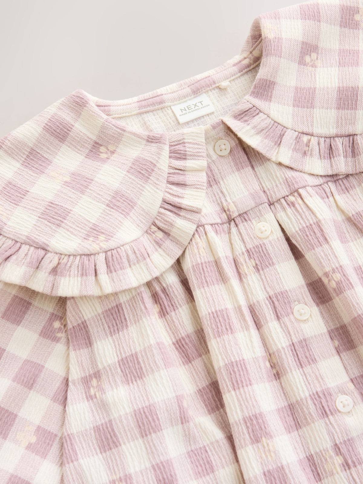 Brown Check Long Sleeve Collar Dress (3mths-7yrs)