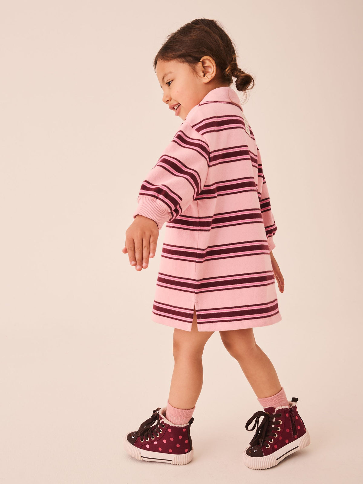 Pink Stripe Long Sleeve Rugby Sweat Dress (3mths-7yrs)