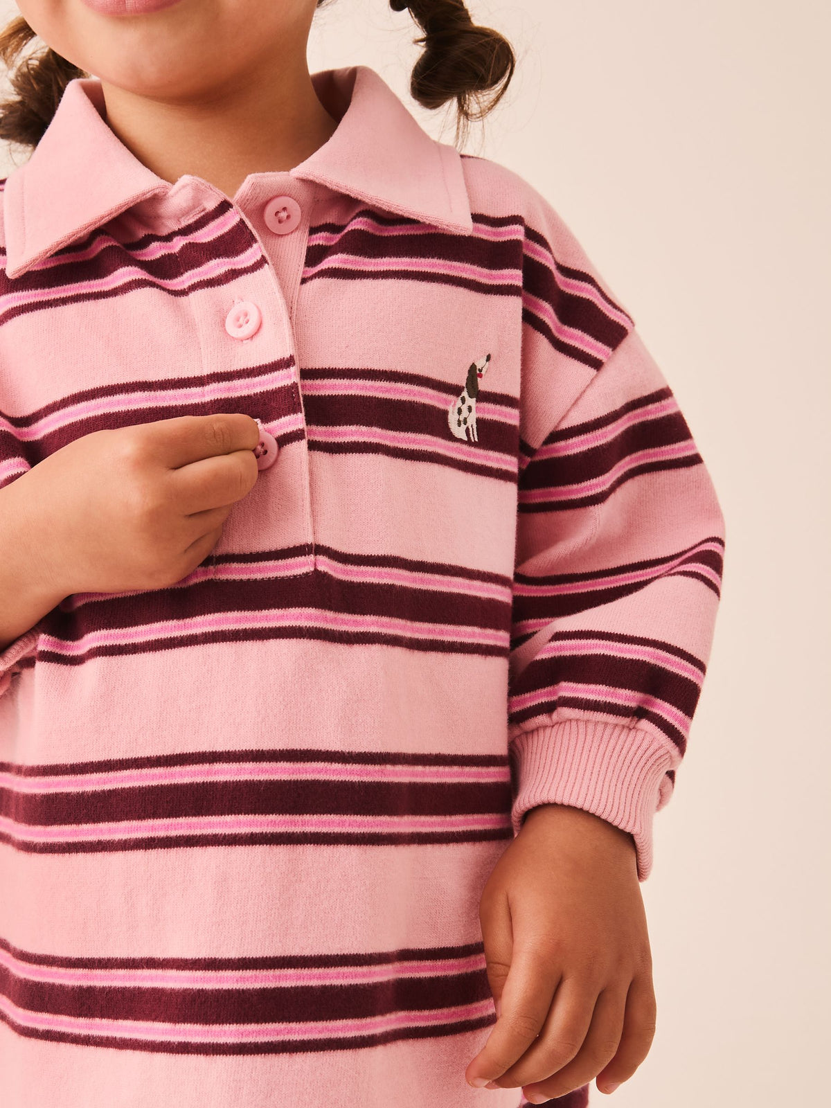 Pink Stripe Long Sleeve Rugby Sweat Dress (3mths-7yrs)