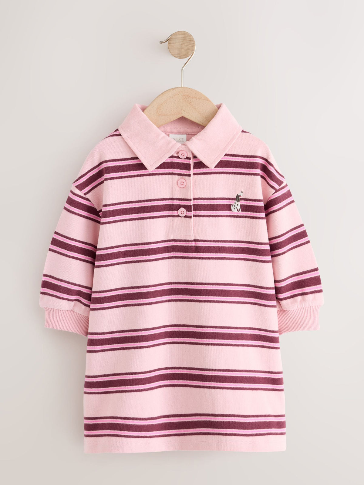 Pink Stripe Long Sleeve Rugby Sweat Dress (3mths-7yrs)