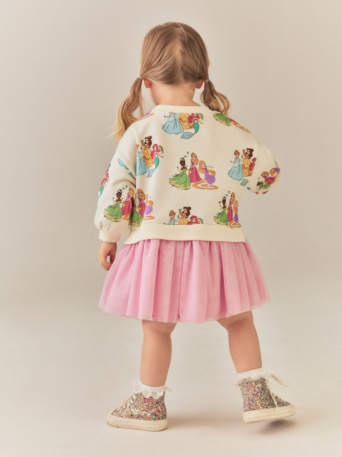 Pink Disney Princesses Sweat Mesh Dress (9mths-7yrs)