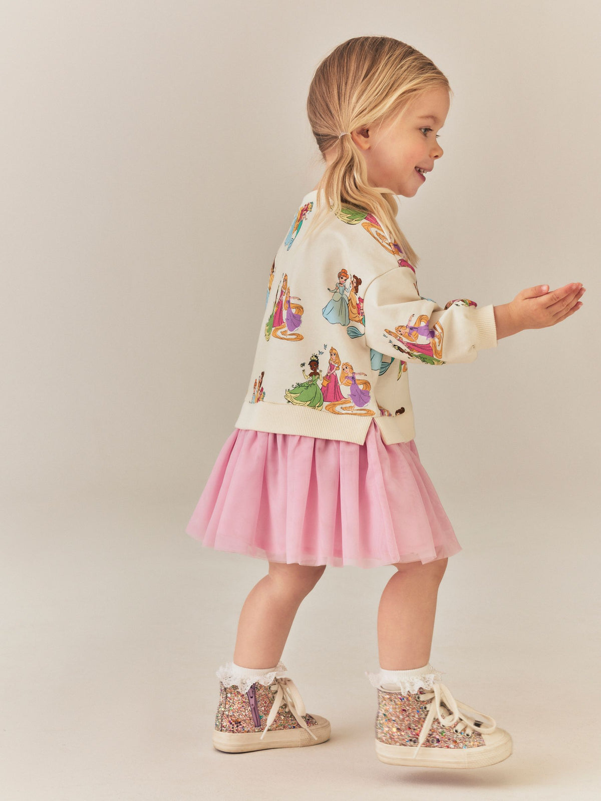 Pink Disney Princesses Sweat Mesh Dress (9mths-7yrs)