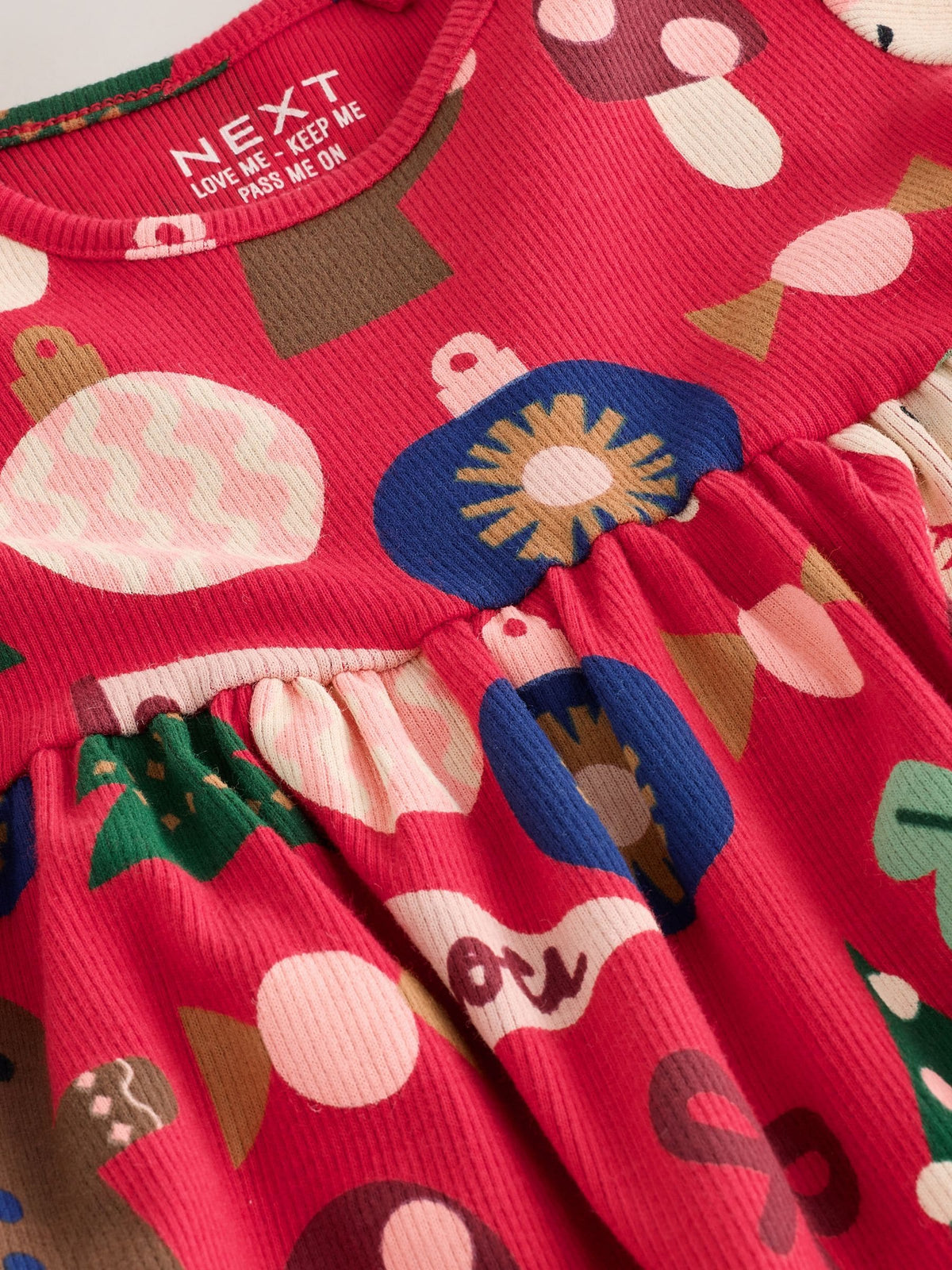 Red Christmas Long Sleeve Christmas Ribbed Dress (3mths-7yrs)