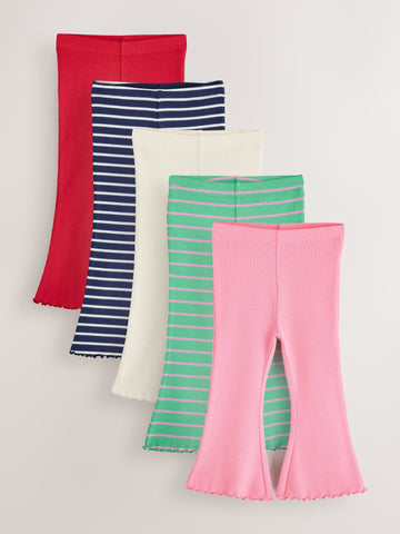 Green/Pink Ribbed Flare Leggings 5 Pack (3mths-7yrs)