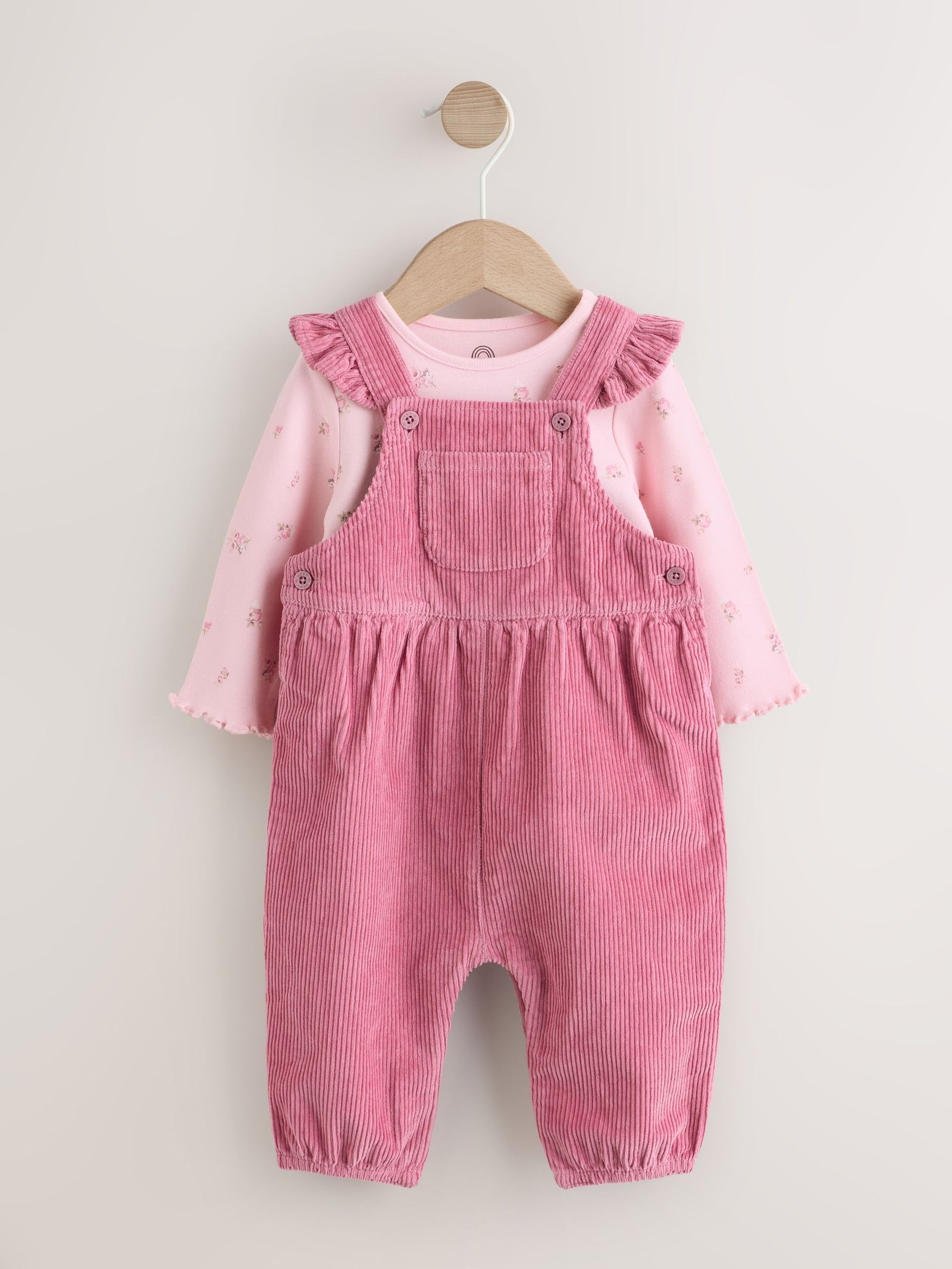 Pink Cord Dungaree and Bodysuit Baby Set 2 Piece (0mths-2yrs)