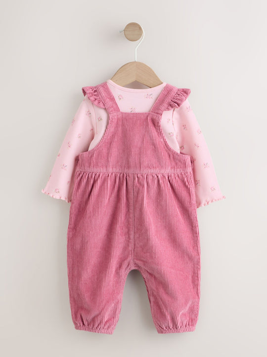 Pink Cord Dungaree and Bodysuit Baby Set 2 Piece (0mths-2yrs)