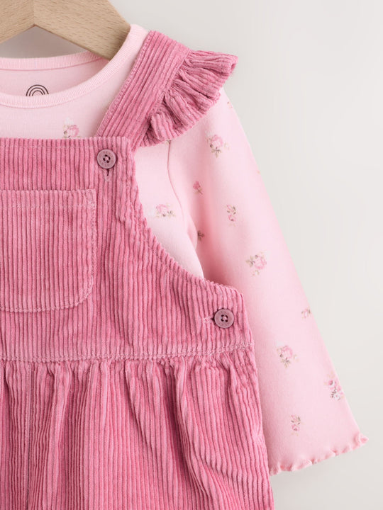 Pink Cord Dungaree and Bodysuit Baby Set 2 Piece (0mths-2yrs)