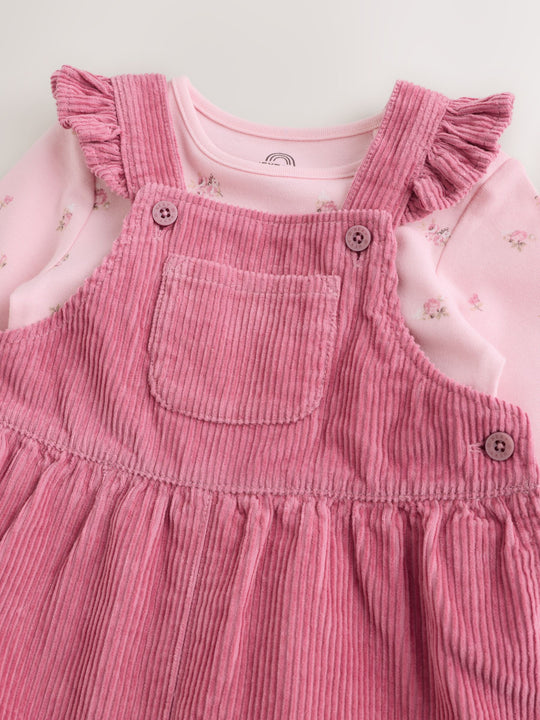Pink Cord Dungaree and Bodysuit Baby Set 2 Piece (0mths-2yrs)