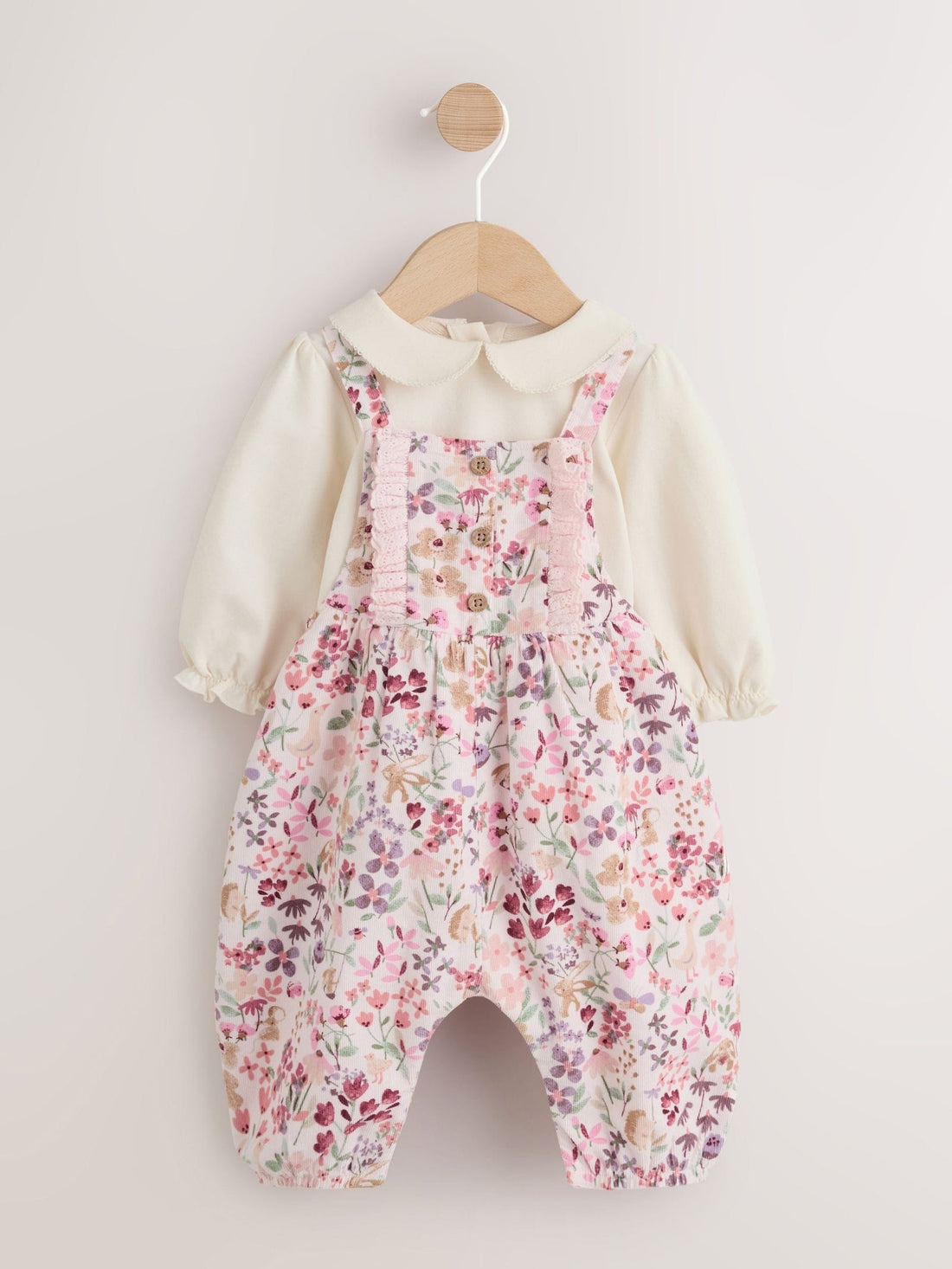 Pink Bunny Cord Baby Dungaree 2 Piece Set (0mths-2yrs)