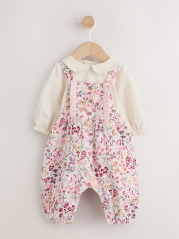 Pink Bunny Cord Baby Dungaree 2 Piece Set (0mths-2yrs)
