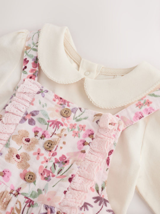Pink Bunny Cord Baby Dungaree 2 Piece Set (0mths-2yrs)