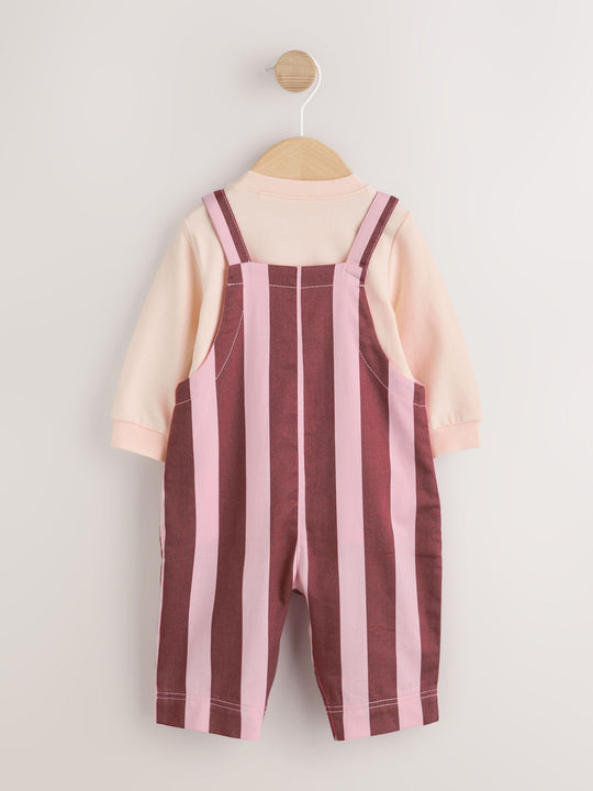 Pink Baby Dungarees And Bodysuits 2 Piece Set (0mths-2yrs)