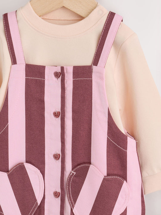 Pink Baby Dungarees And Bodysuits 2 Piece Set (0mths-2yrs)