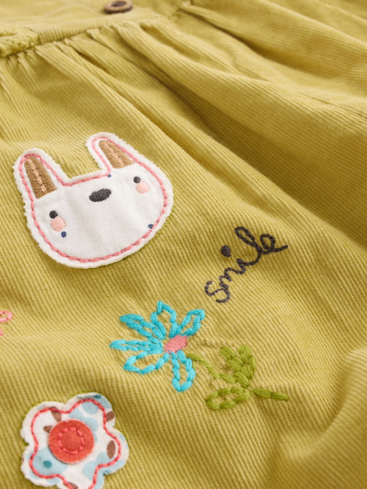 Sage Green Rabbit Baby Cord Dungarees And Long Sleeve Bodysuits 2 Piece Set (0mths-2yrs)
