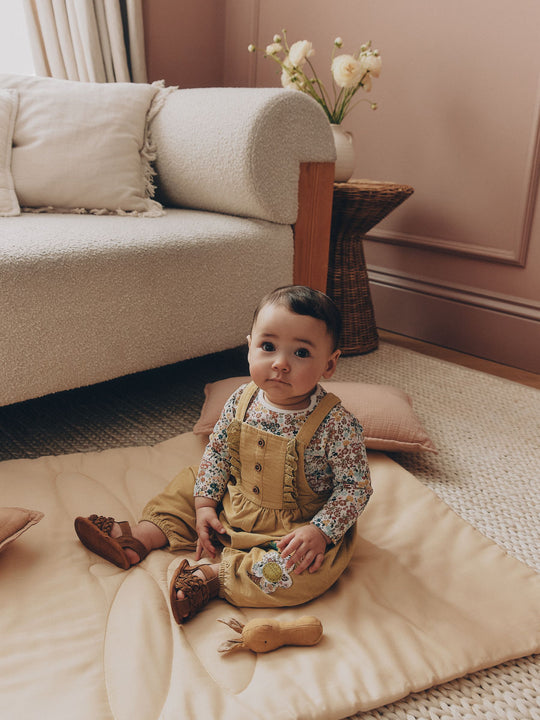 Sage Green Rabbit Baby Cord Dungarees And Long Sleeve Bodysuits 2 Piece Set (0mths-2yrs)