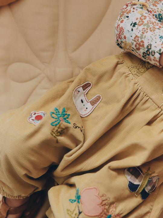 Sage Green Rabbit Baby Cord Dungarees And Long Sleeve Bodysuits 2 Piece Set (0mths-2yrs)