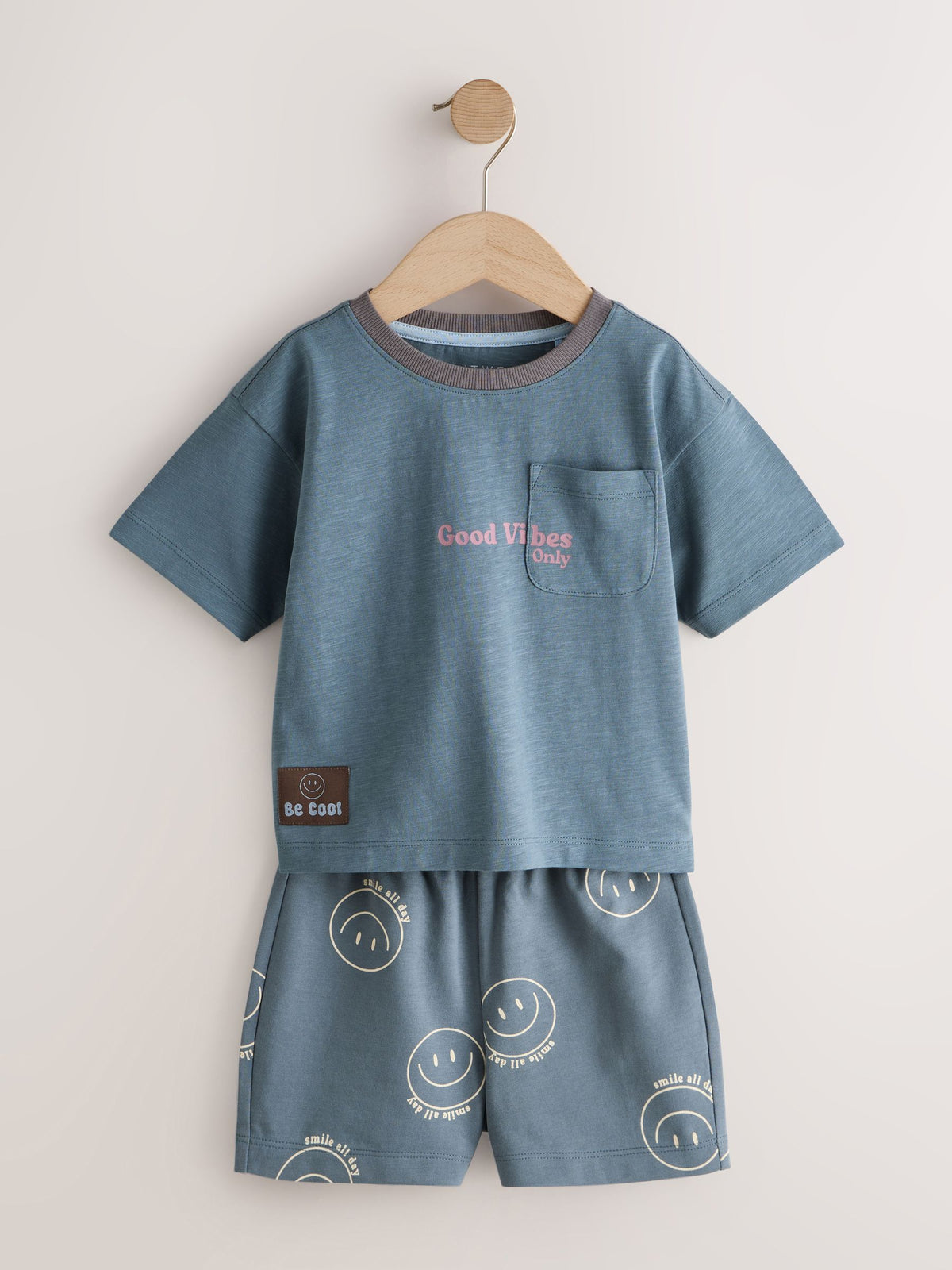 Grey /Ecru Slogan Short Pyjamas 3 Pack (9mths-12yrs)