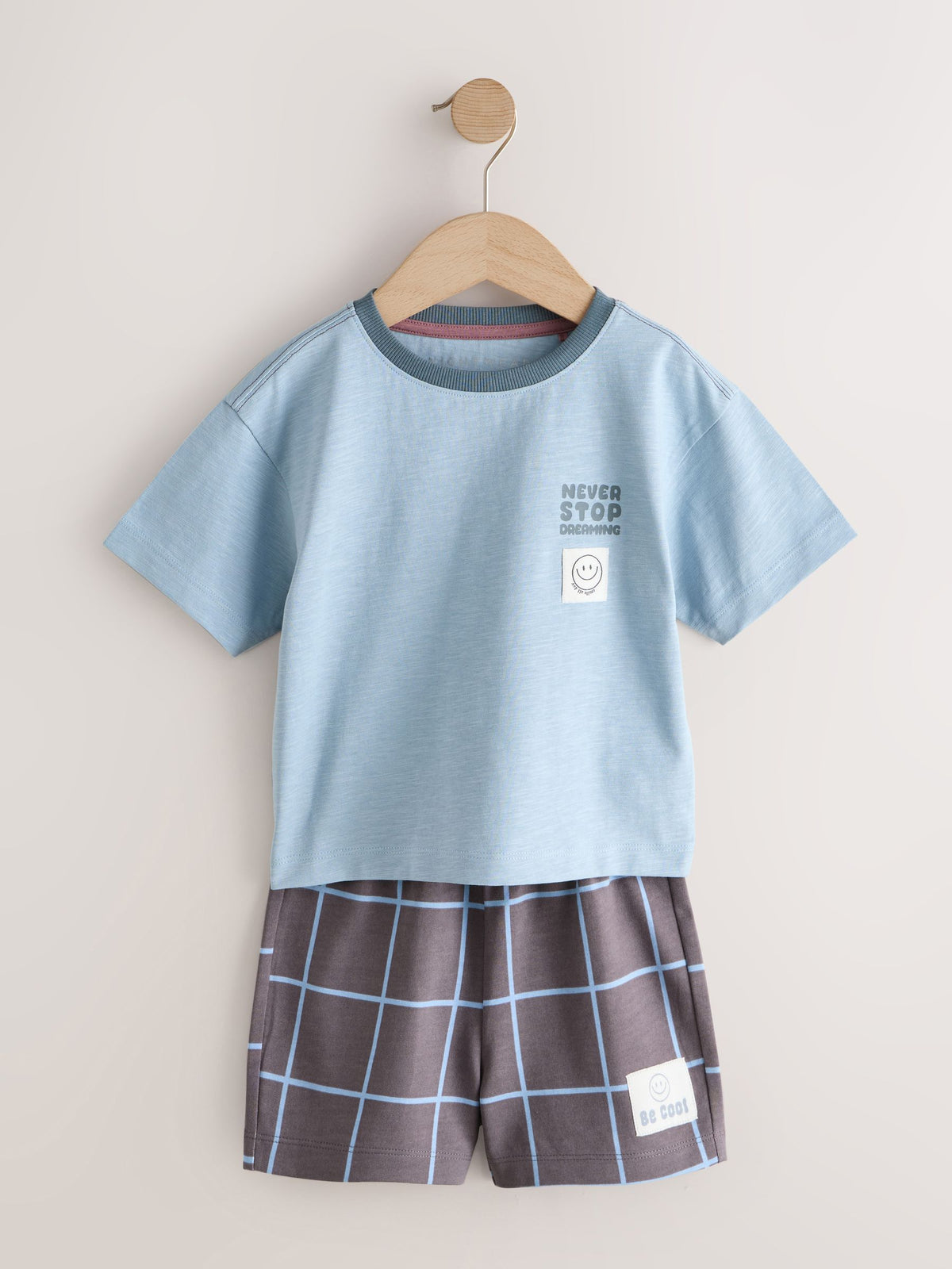Grey /Ecru Slogan Short Pyjamas 3 Pack (9mths-12yrs)