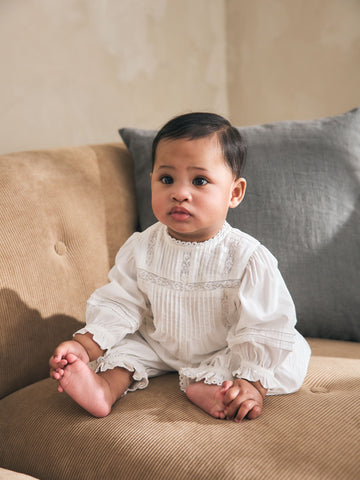 White Woven Lace Top and Trousers Baby 2 Piece Set (0mths-2yrs)