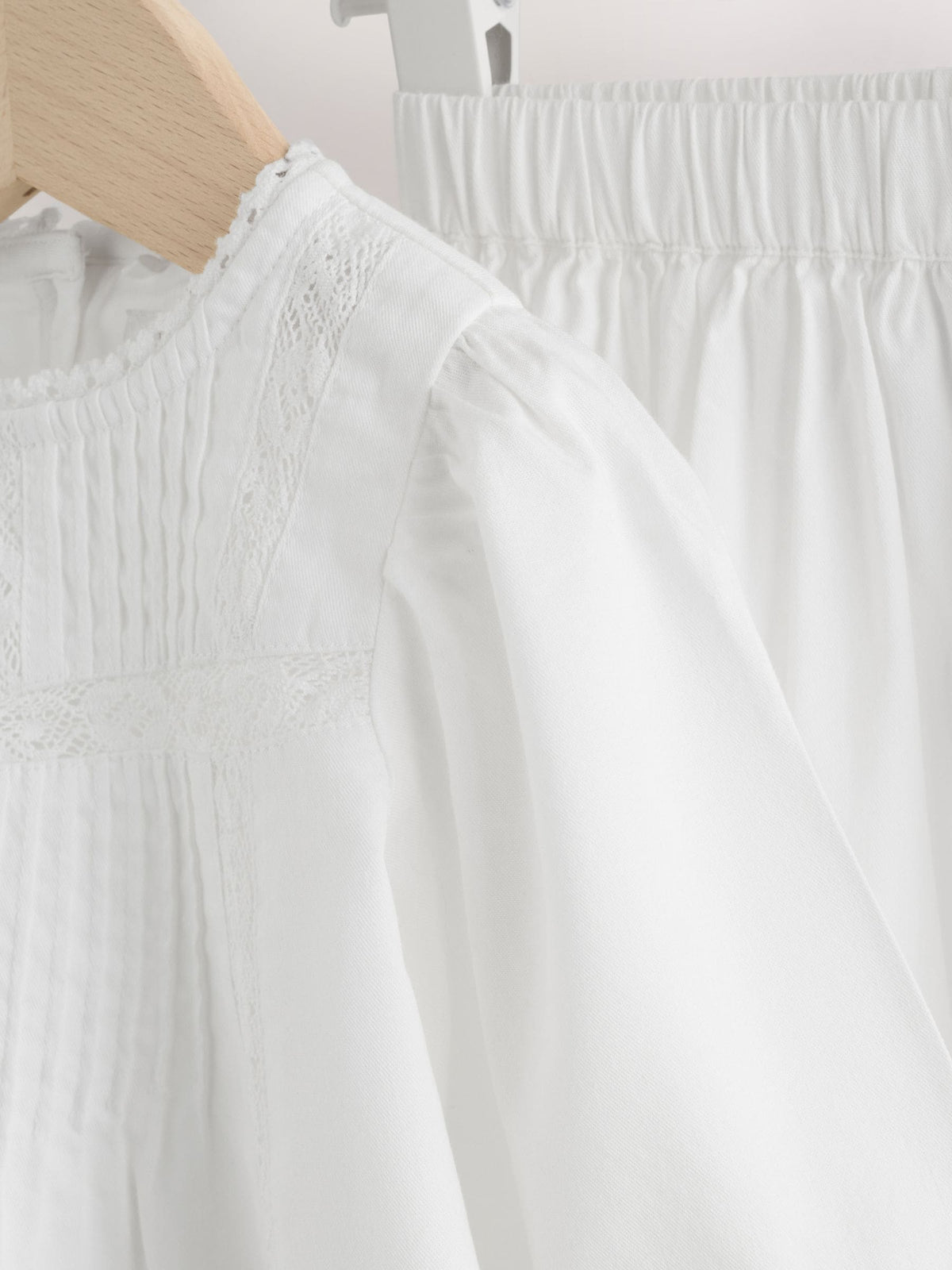 White Woven Lace Top and Trousers Baby 2 Piece Set (0mths-2yrs)