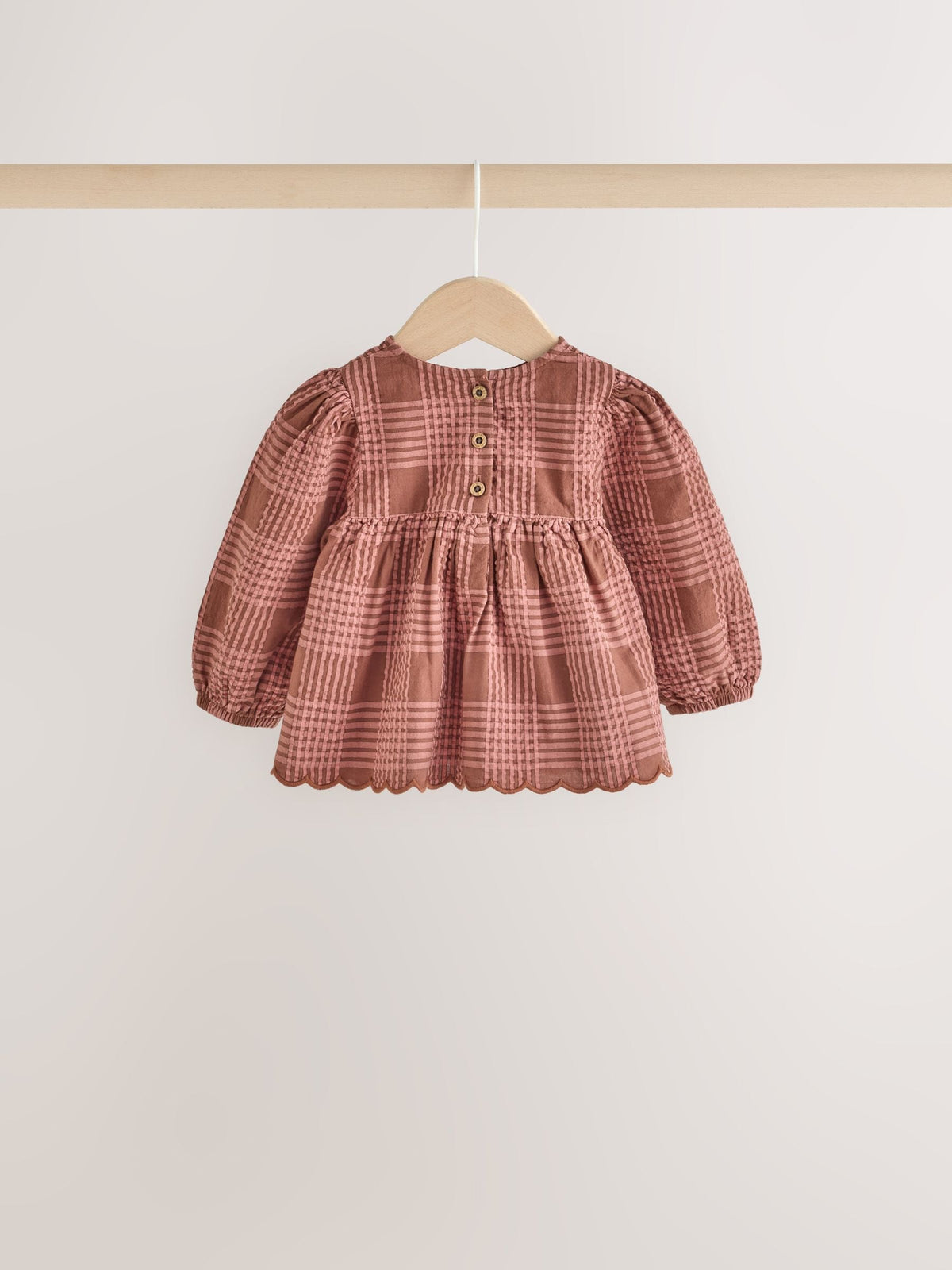 Brown/Pink Check Baby Woven Top and Trousers 2 Piece Set (0mths-2yrs)