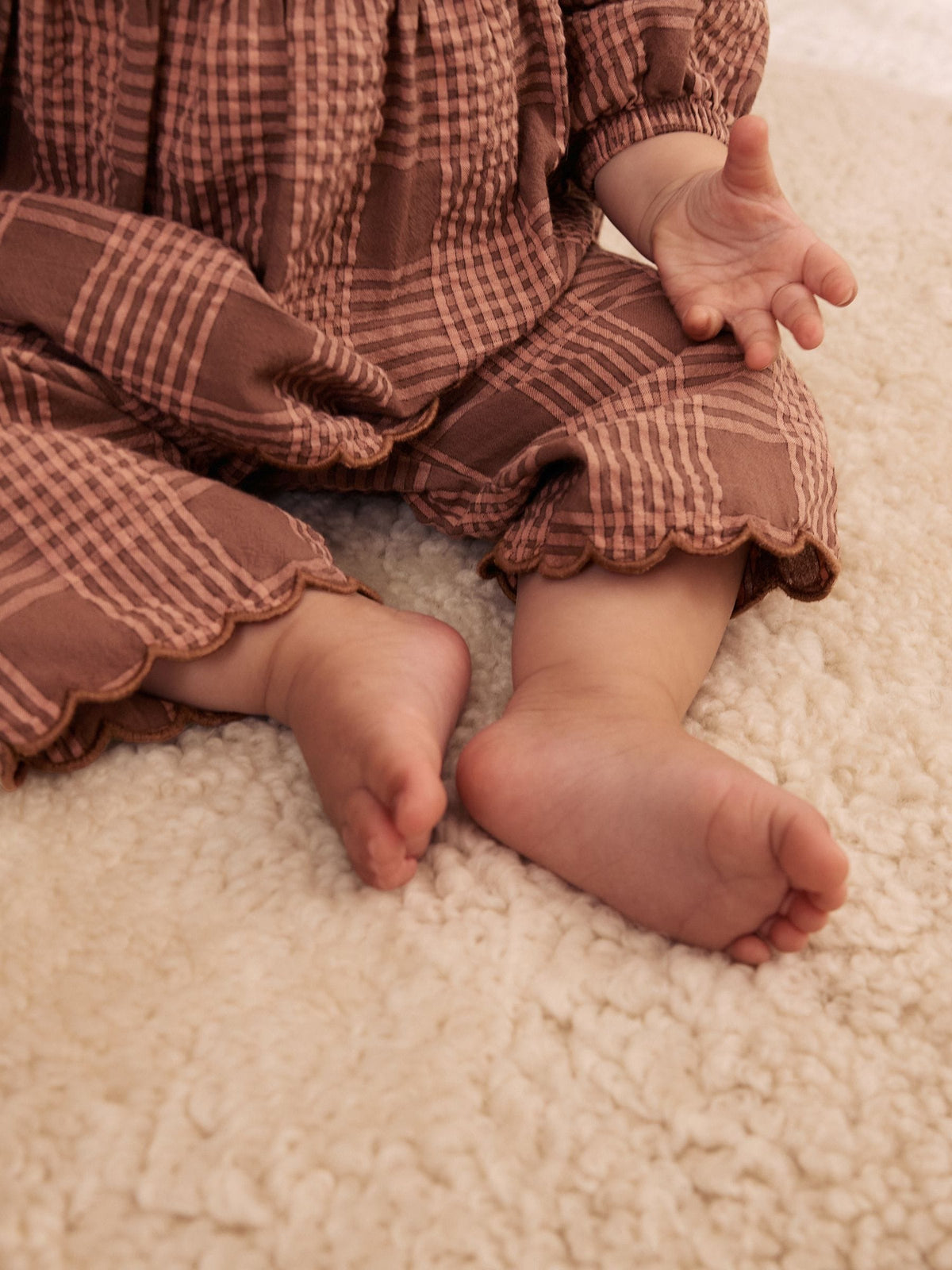 Brown/Pink Check Baby Woven Top and Trousers 2 Piece Set (0mths-2yrs)