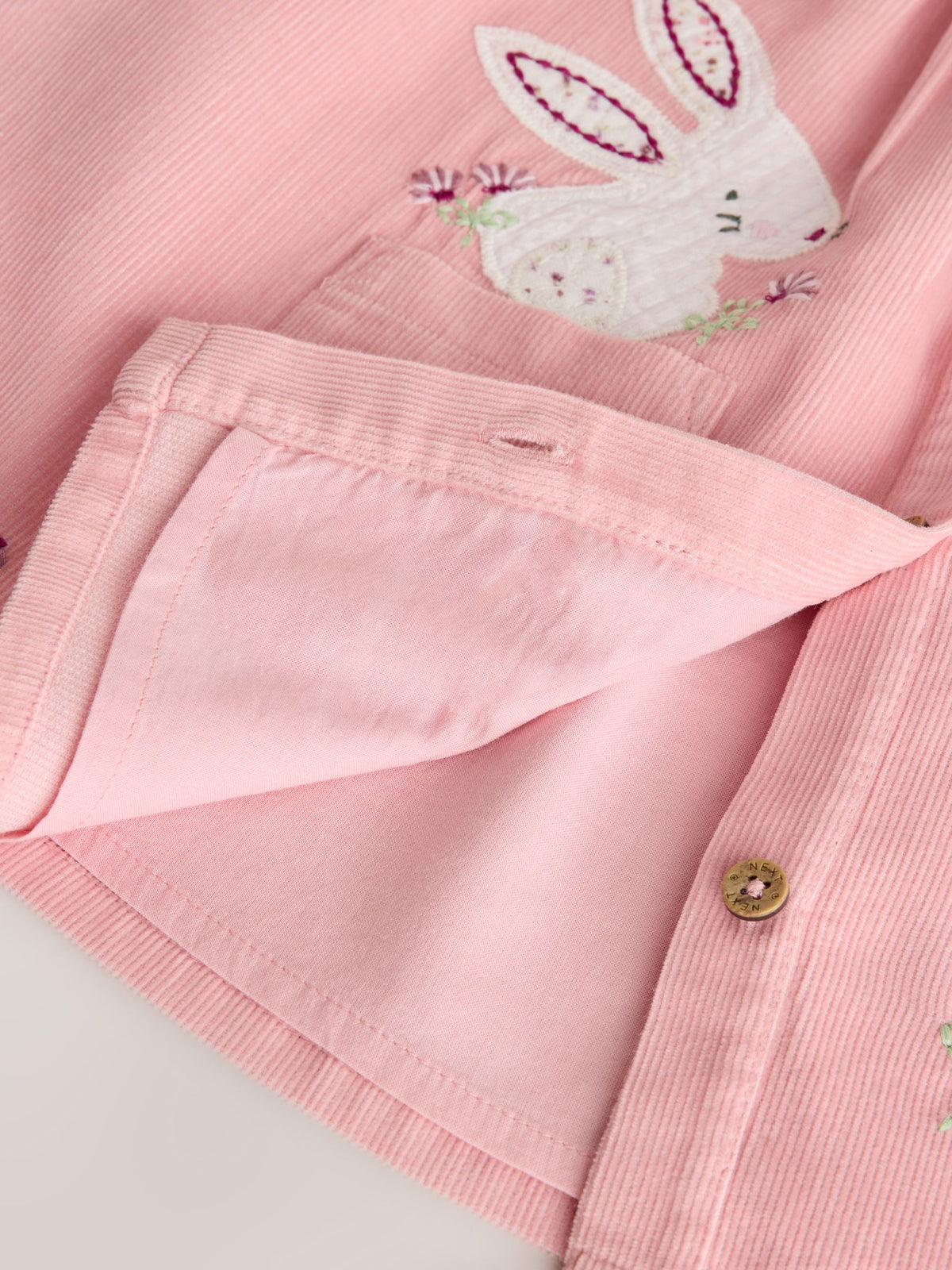 Pink Bunny Embroidered Cord Dress and Tight Baby 2 Piece Set (0mths-2yrs)