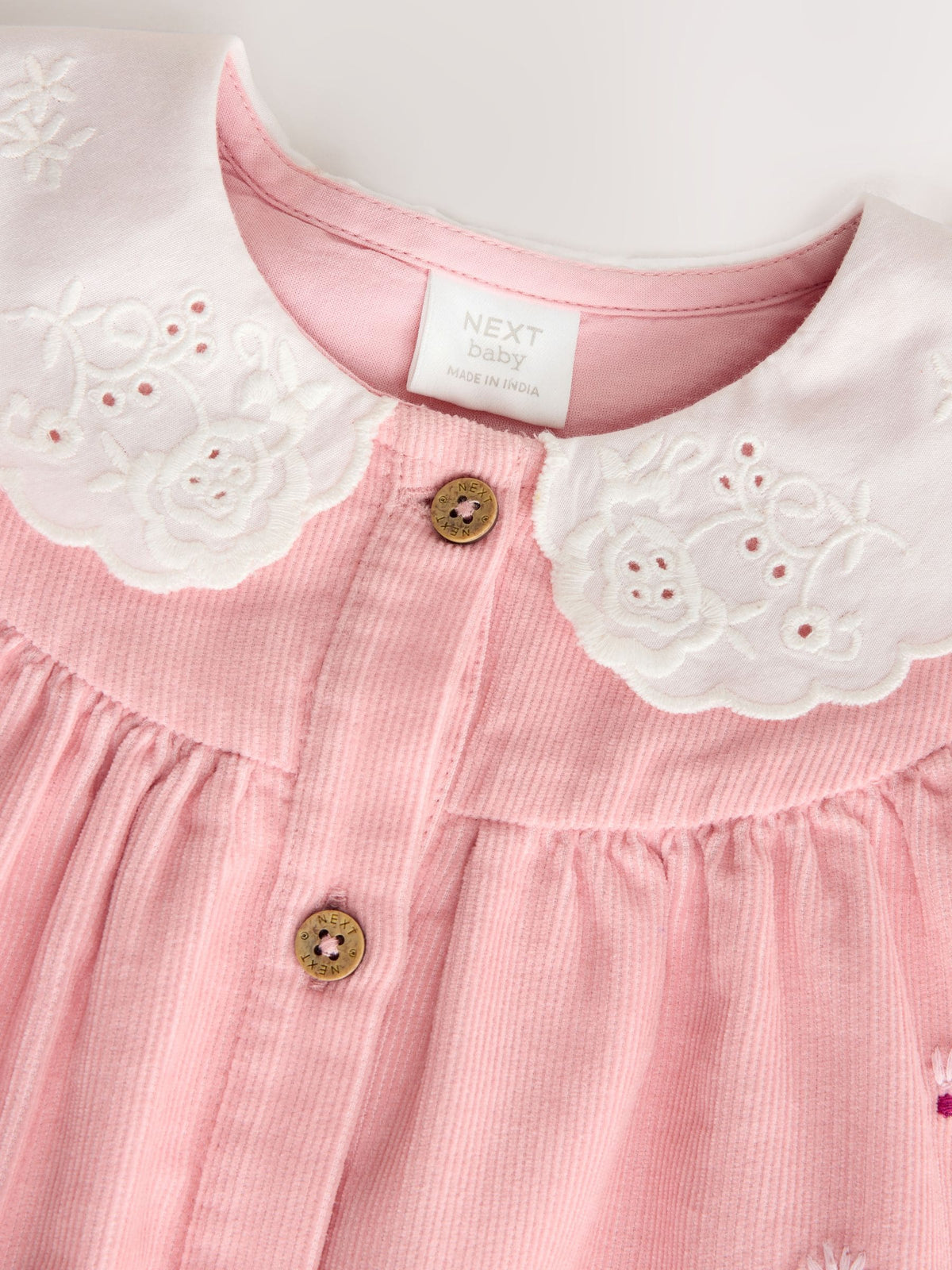 Pink Bunny Embroidered Cord Dress and Tight Baby 2 Piece Set (0mths-2yrs)