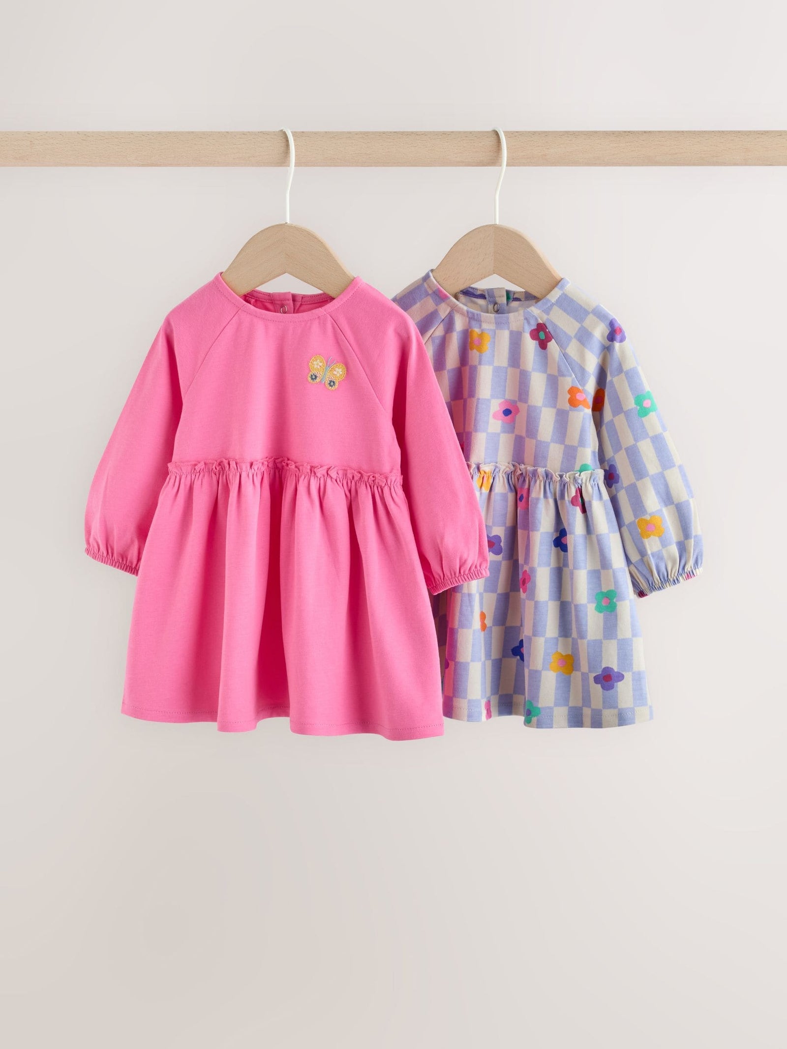 Bright Pink Baby Jersey Dresses 2 Pack (0mths-2yrs)