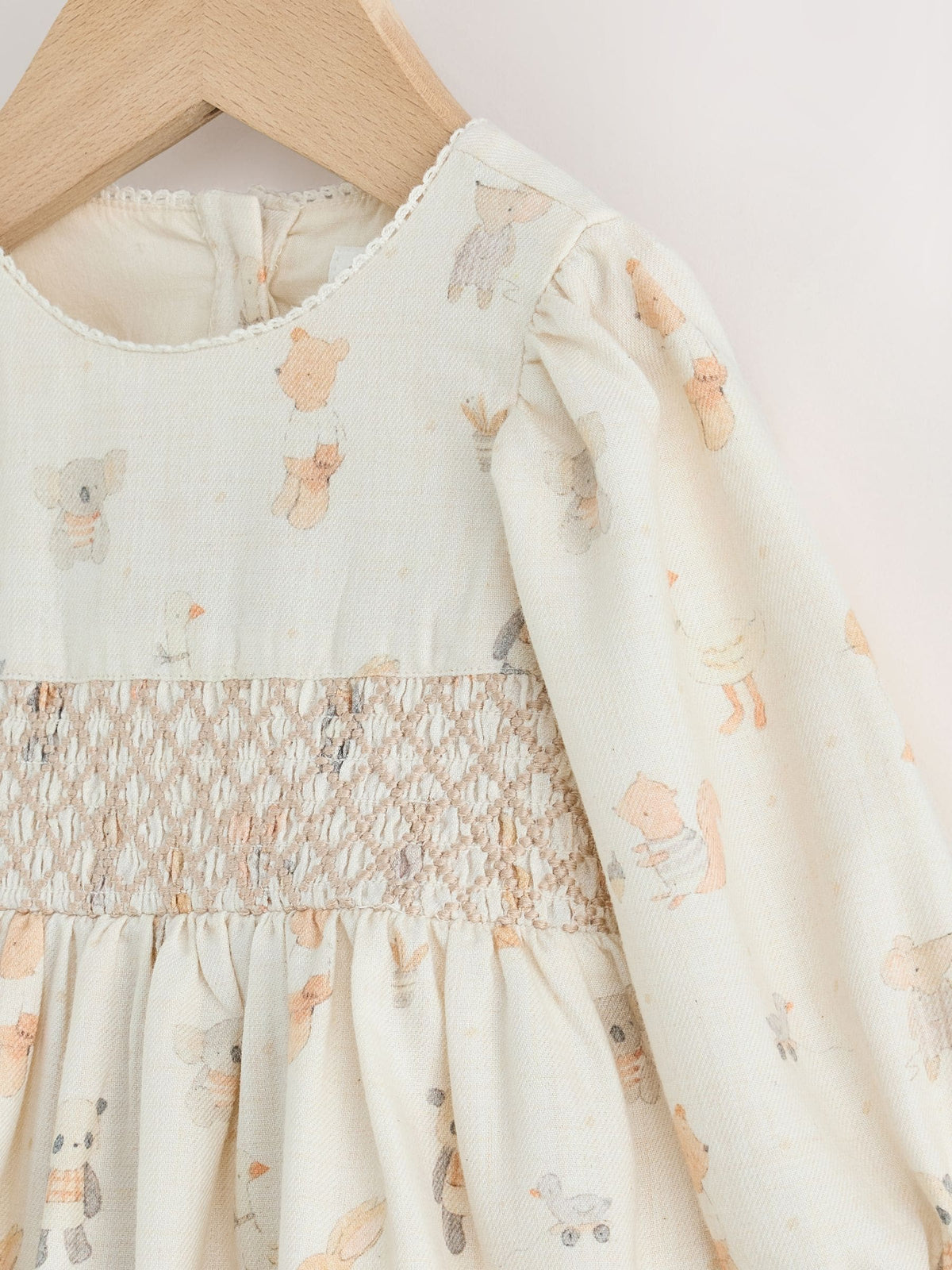 Ecru Animal Baby Smock Dress And Tights Set 2 Piece (0mths-2yrs)
