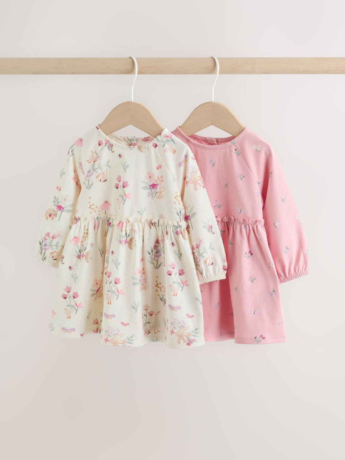 Pink Floral Baby Jersey Dresses 2 Pack (0mths-2yrs)