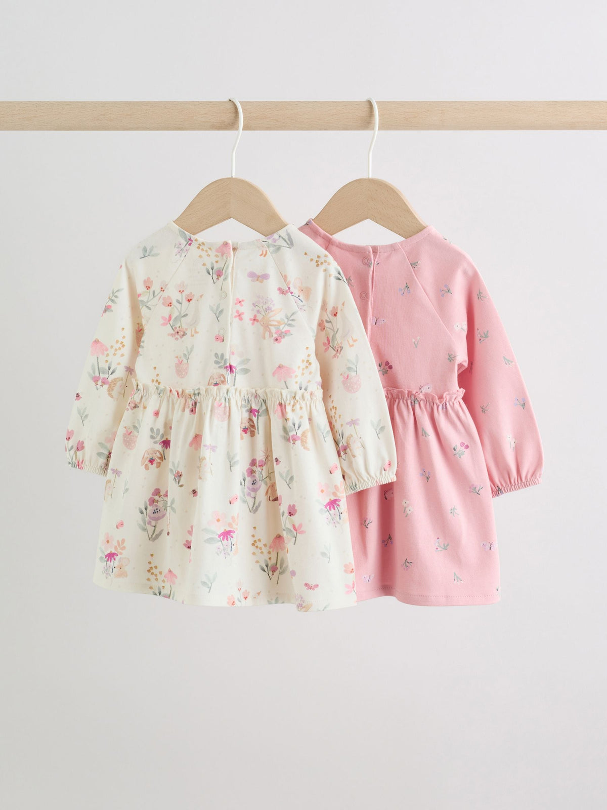 Pink Floral Baby Jersey Dresses 2 Pack (0mths-2yrs)