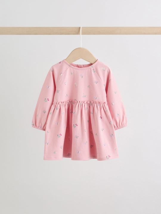 Pink Floral Baby Jersey Dresses 2 Pack (0mths-2yrs)