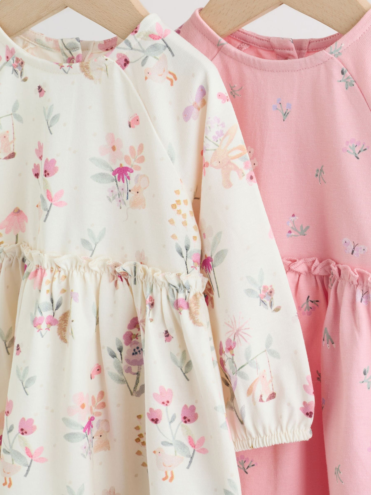 Pink Floral Baby Jersey Dresses 2 Pack (0mths-2yrs)