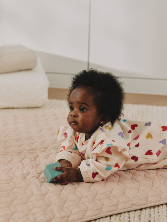 Ecru Bright Heart Sweat Baby Romper (0mths-2yrs)