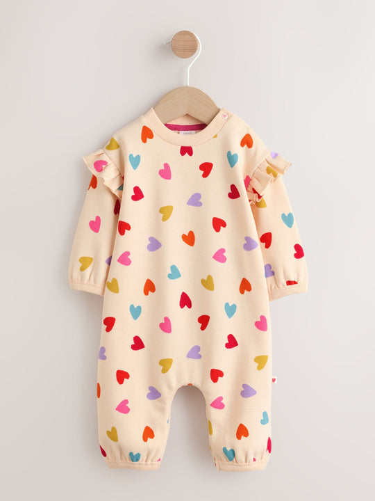 Ecru Bright Heart Sweat Baby Romper (0mths-2yrs)