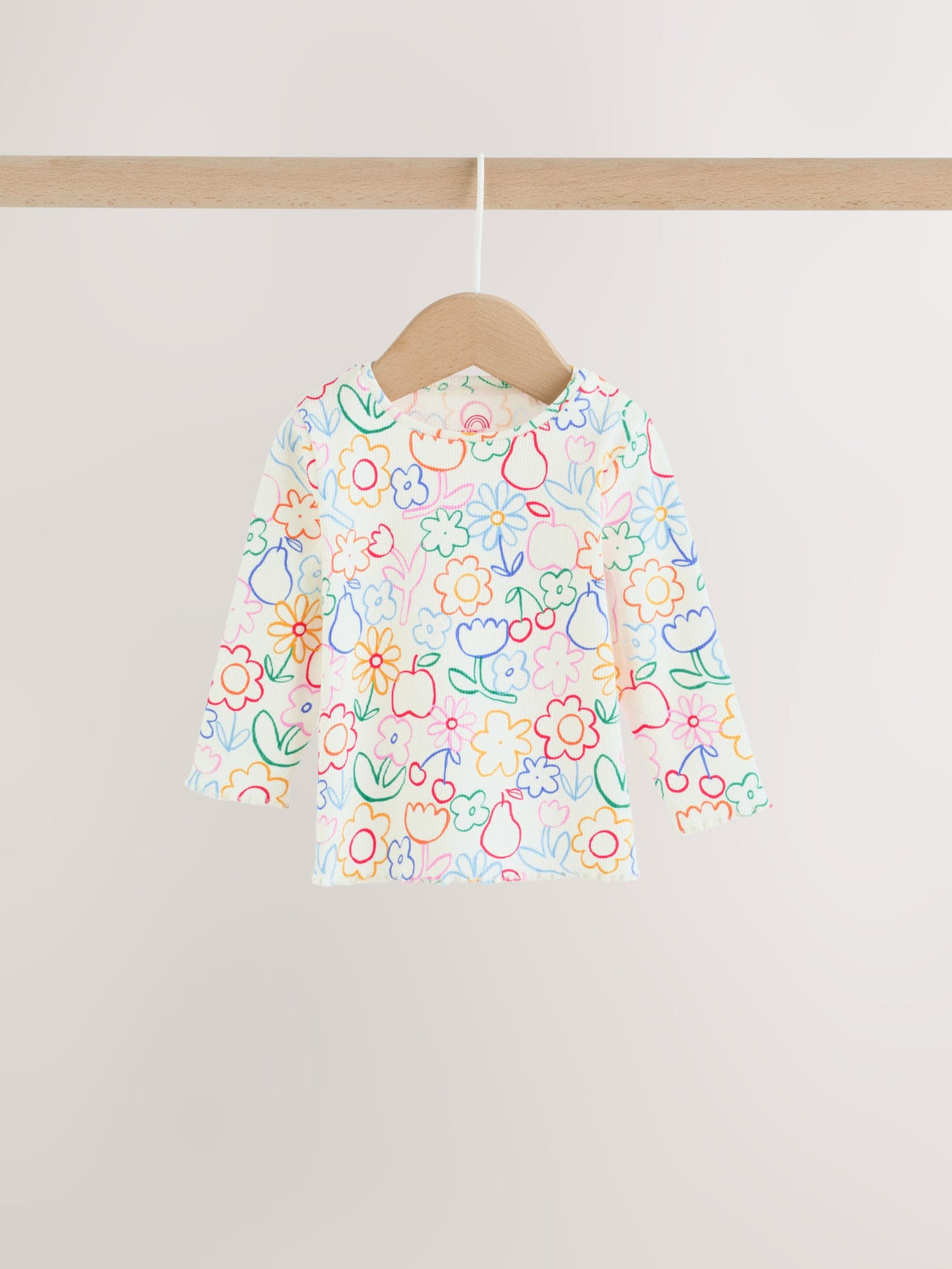 White Floral Printed Rib Top and Leggings Baby Set 2 Piece (0mths-2yrs)