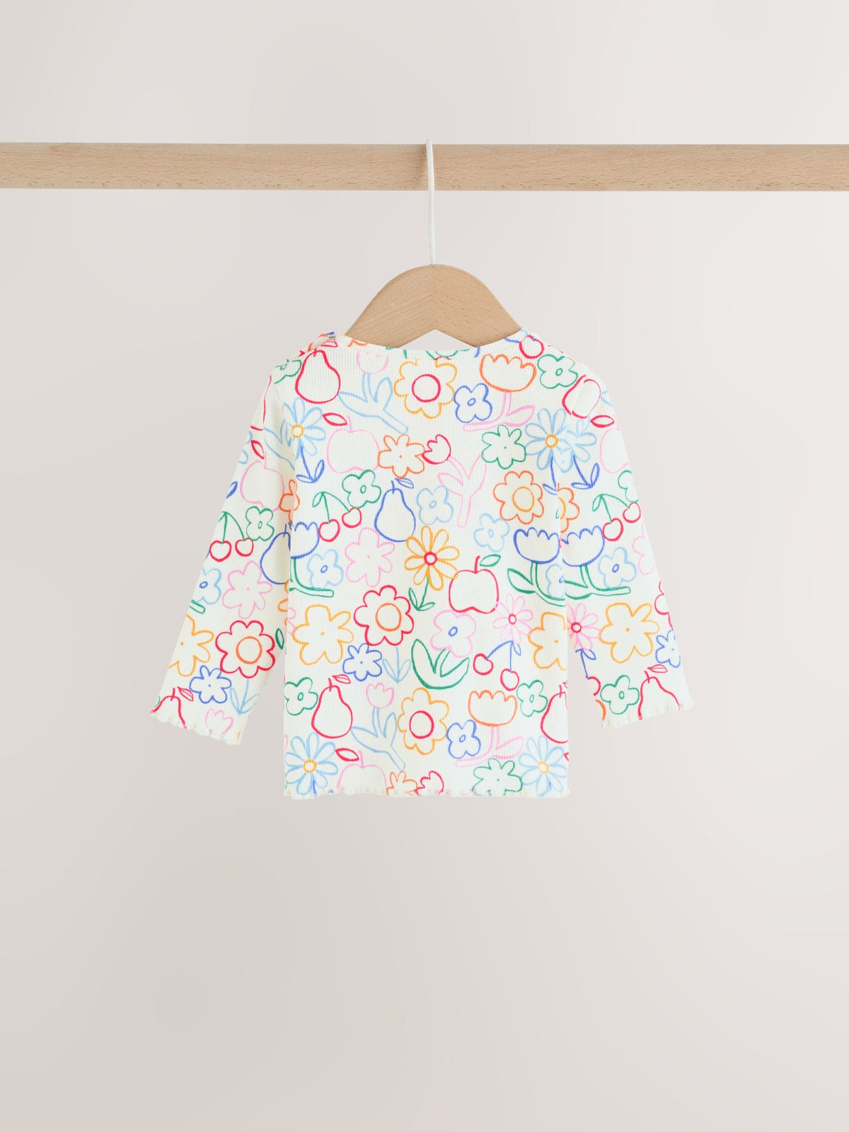 White Floral Printed Rib Top and Leggings Baby Set 2 Piece (0mths-2yrs)