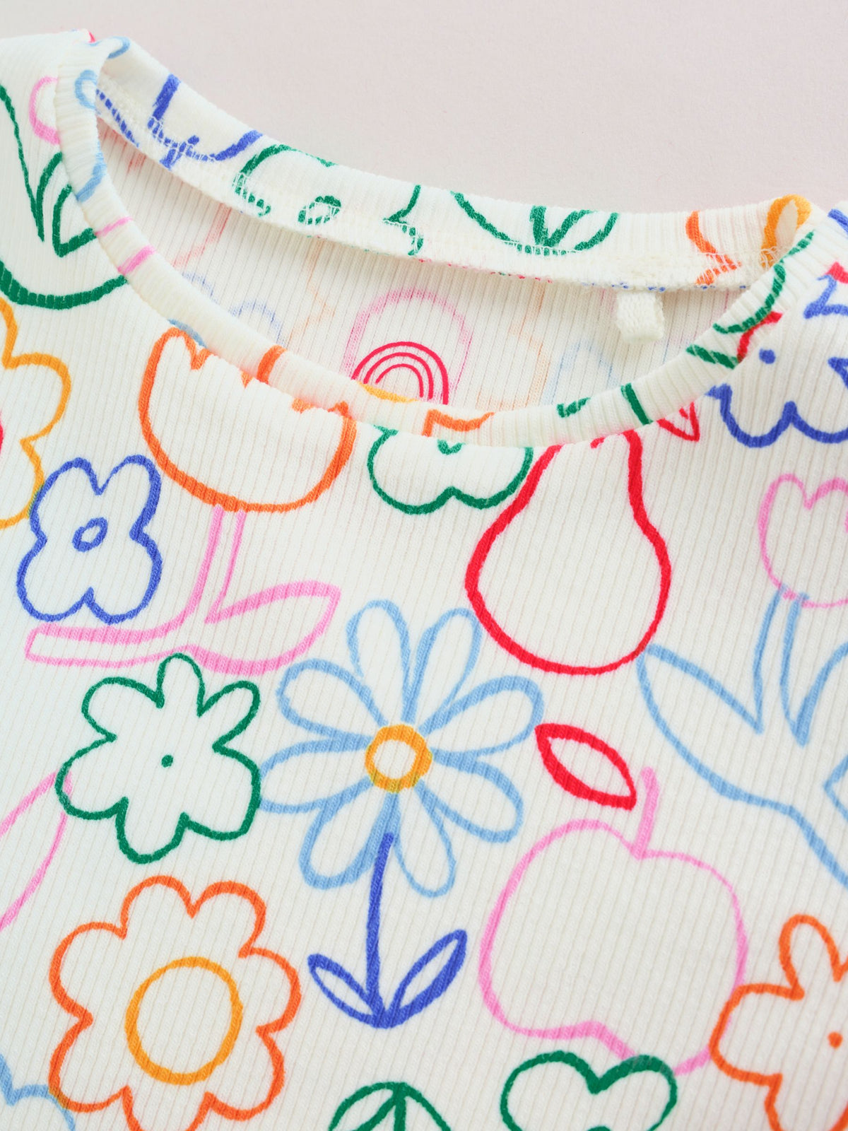 White Floral Printed Rib Top and Leggings Baby Set 2 Piece (0mths-2yrs)